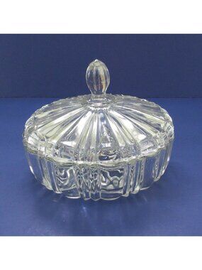 Vintage Anchor Hocking Old Cafe Clear Glass Candy Dish With A Lid